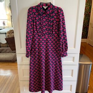 Boden Ponte Zip Dress in Colorful Lotus Pattern EUC Size 6R